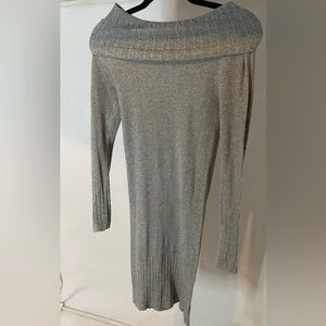 Elegant Gray Strapless off the shoulder Knit sweater Dress xsmall